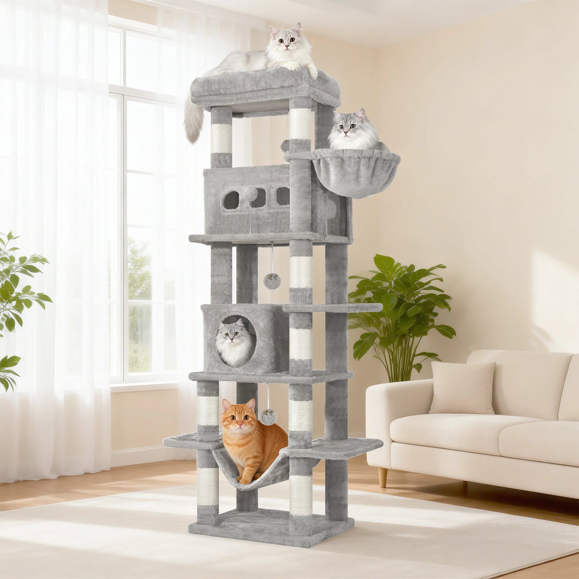 Arbre à chat XXL 170cm OLYMPUS TOWER™ — vue générale structure complète