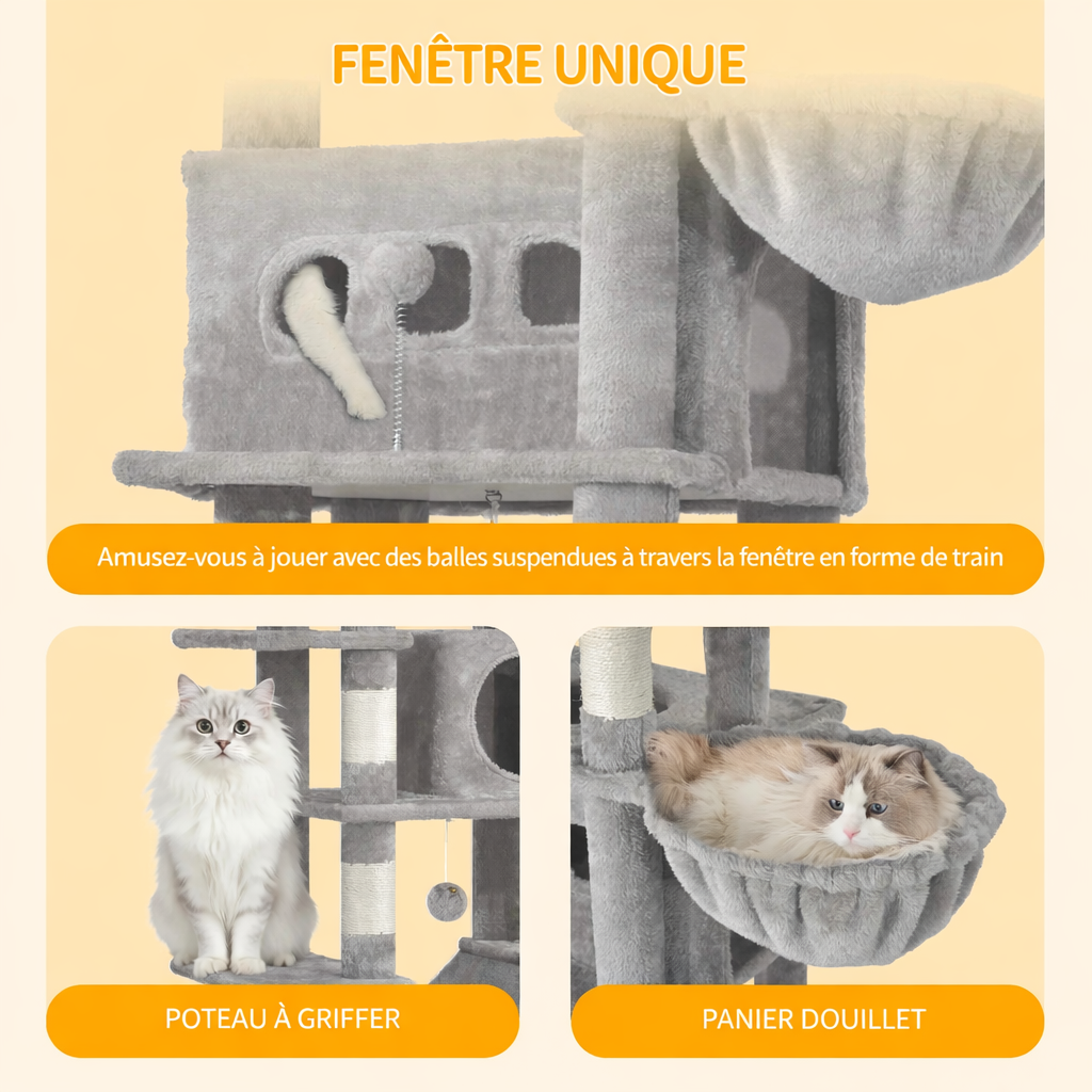 Arbre à chat OLYMPUS TOWER™ disponible en beige, gris clair et gris foncé
