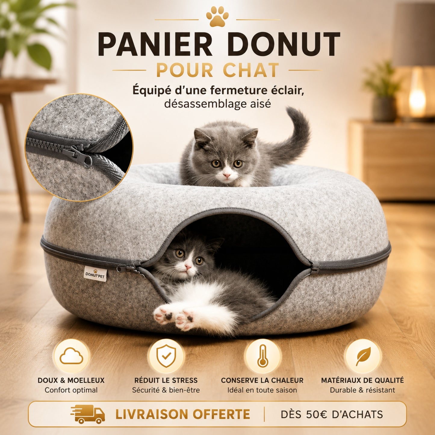 donut's pet pour un désassemblage aisé pour un double nid ouvert
