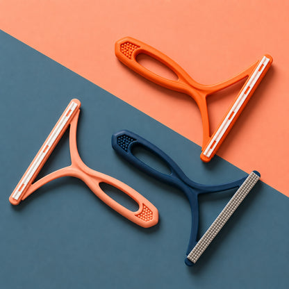 RACLE-POILS™ orange, rose  et bleu — présentation studio fond coloré