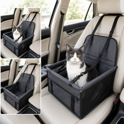 ROAD-CAT™ — Siège rehausseur voiture pour chat coloris noir motifs pattes