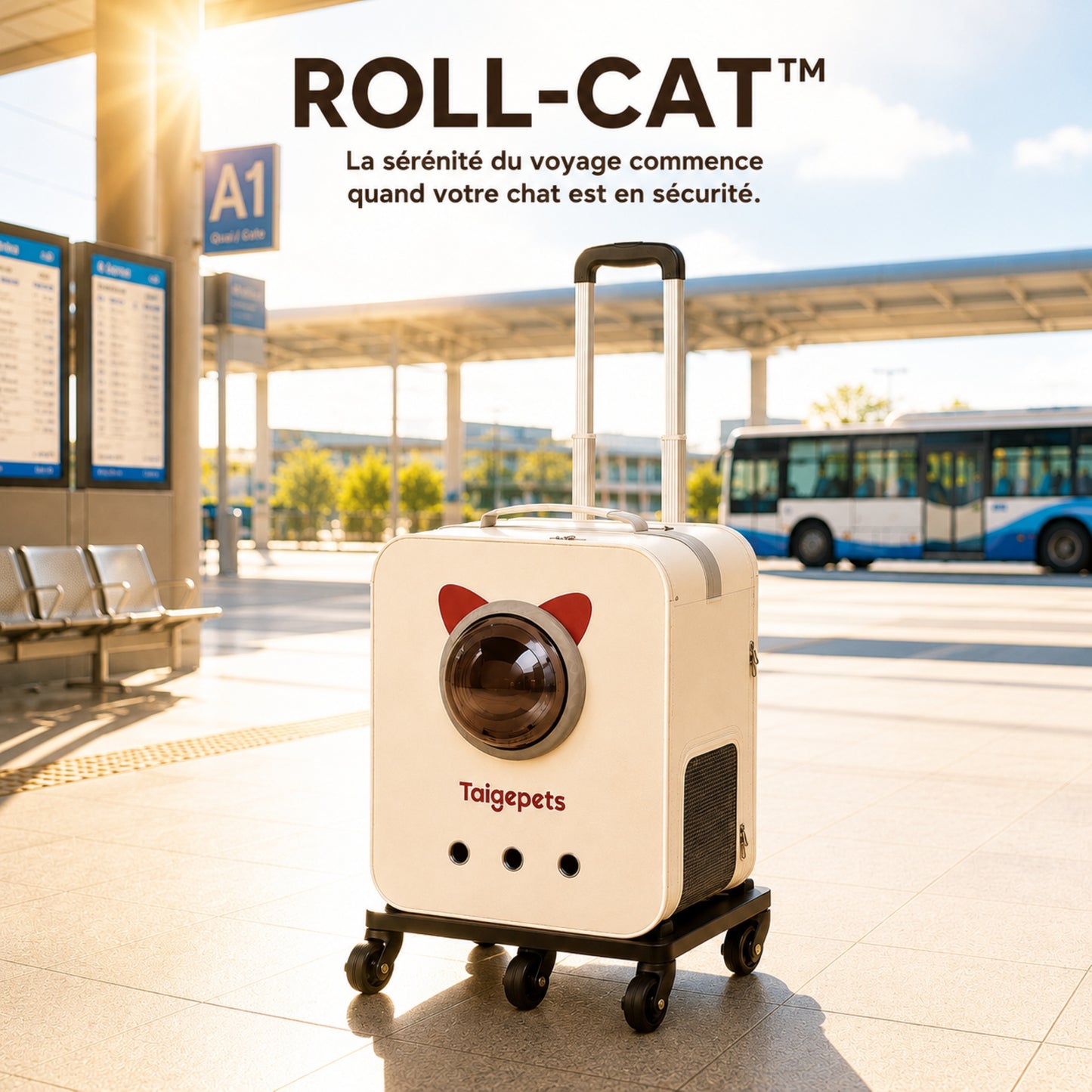 ROLL-CAT™ — Valise de transport pour chat en gare voyage serein