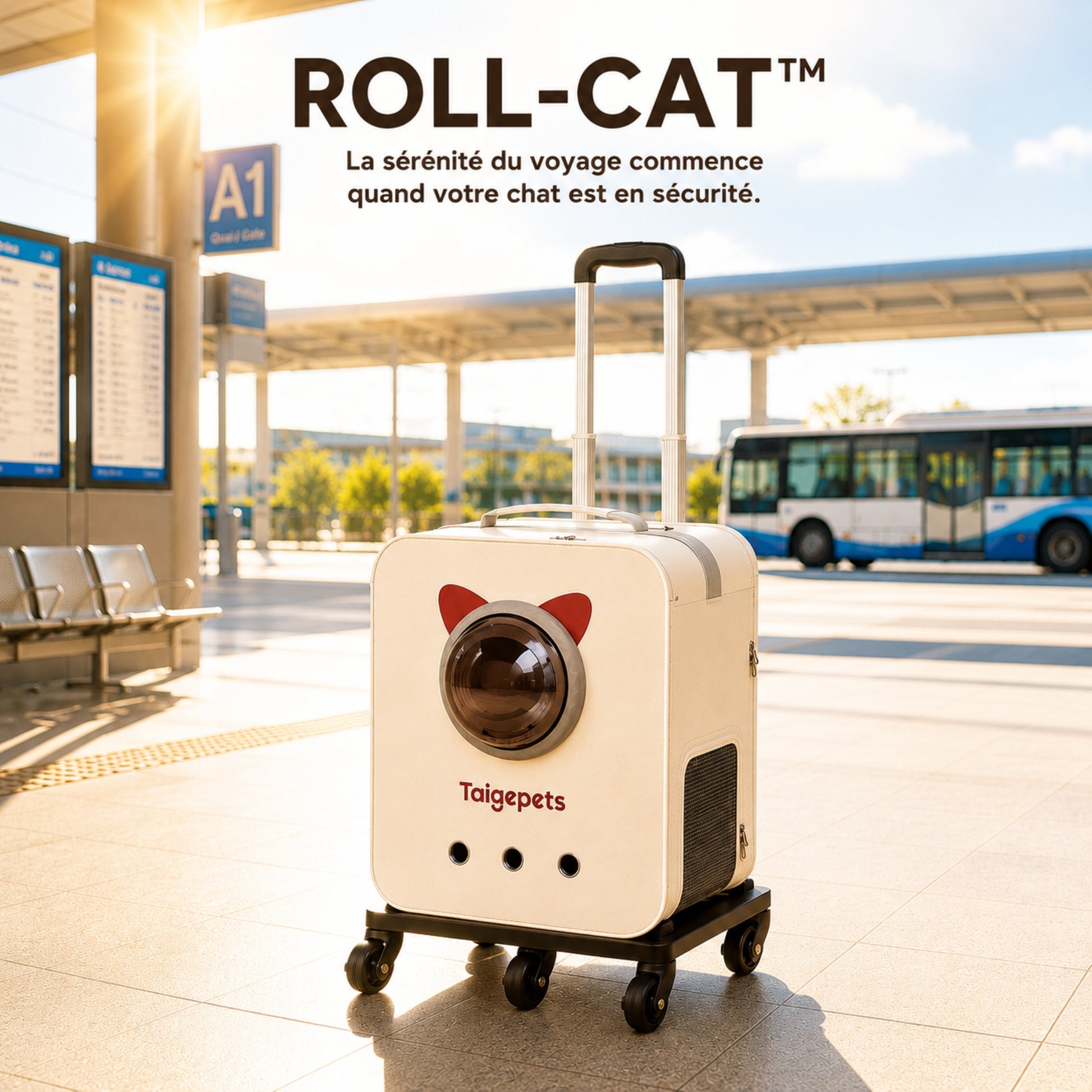 ROLL-CAT™ — Valise de transport pour chat en gare voyage serein
