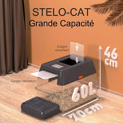 STÉLO-CAT™ bac à litière XXL grande capacité 60L - dimensions 70cm