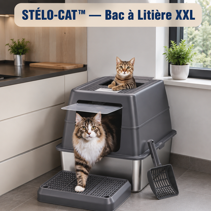 STÉLO-CAT™ bac à litière XXL avec chat Maine Coon - vue lifestyle