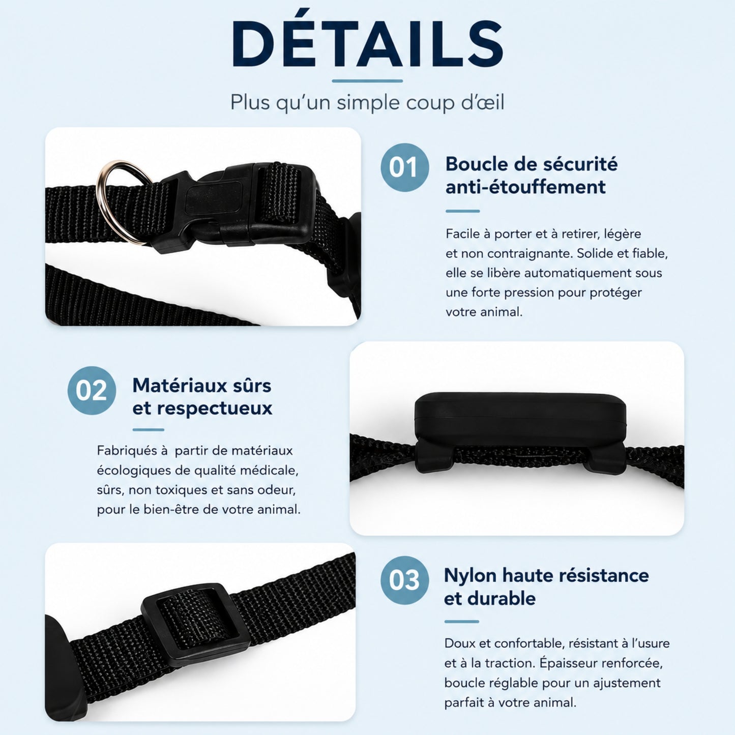 TRACKO™ — Détails boucle de sécurité anti-étouffement collier chat