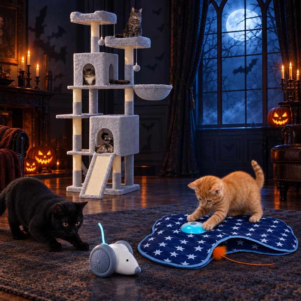 Trio Halloween dans un manoir hanté sous la pleine lune