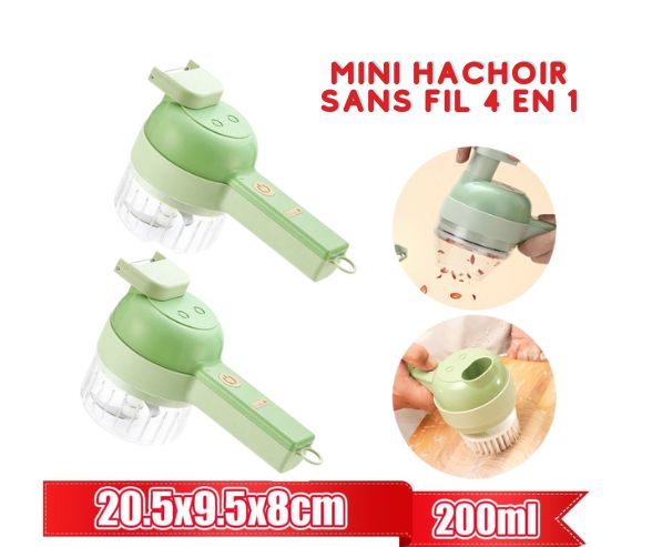 MIXBLEND :mini hachoir sans fil et rechargeable 4en1