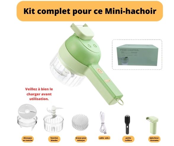 MIXBLEND :mini hachoir sans fil et rechargeable 4en1